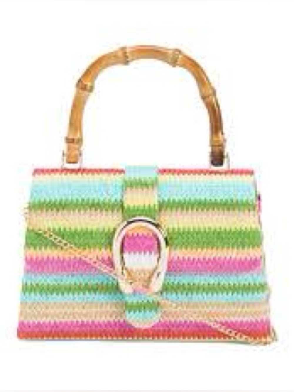 Alessia Bianchi Striped Cloth, Wood Top Handle Crossbody Bag, nwt